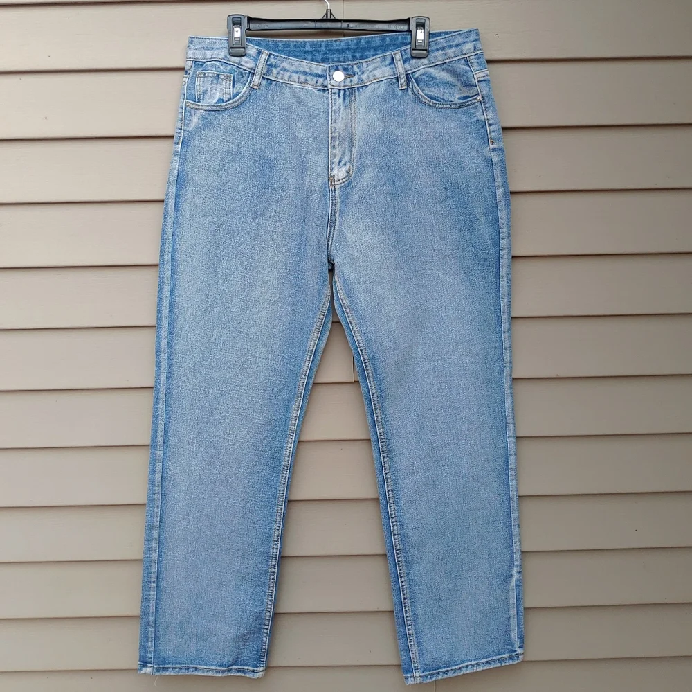 Light Wash Plus Blue Jeans Boyfriend 90s Fashion